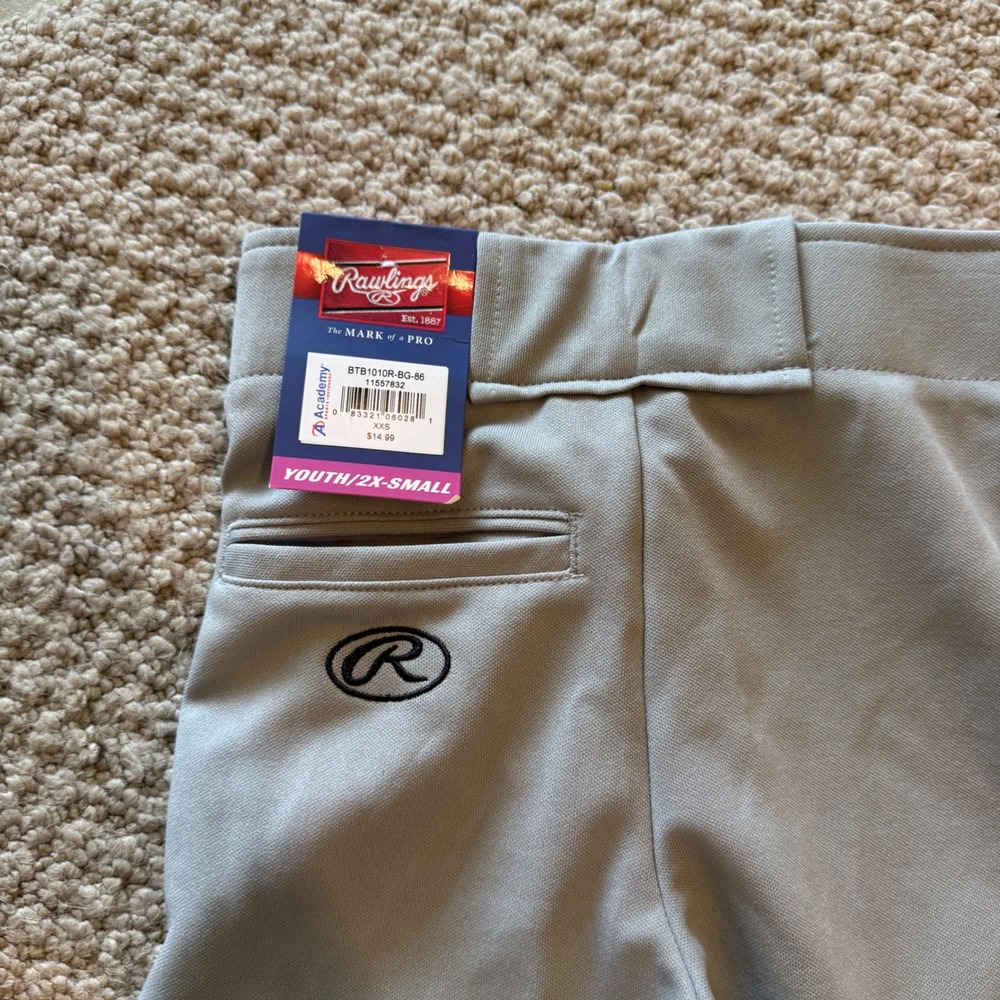 Rawlings‎ Youth Baseball Pants Gray BTB1010R 2XS New With Tags - Picture 3 of 5
